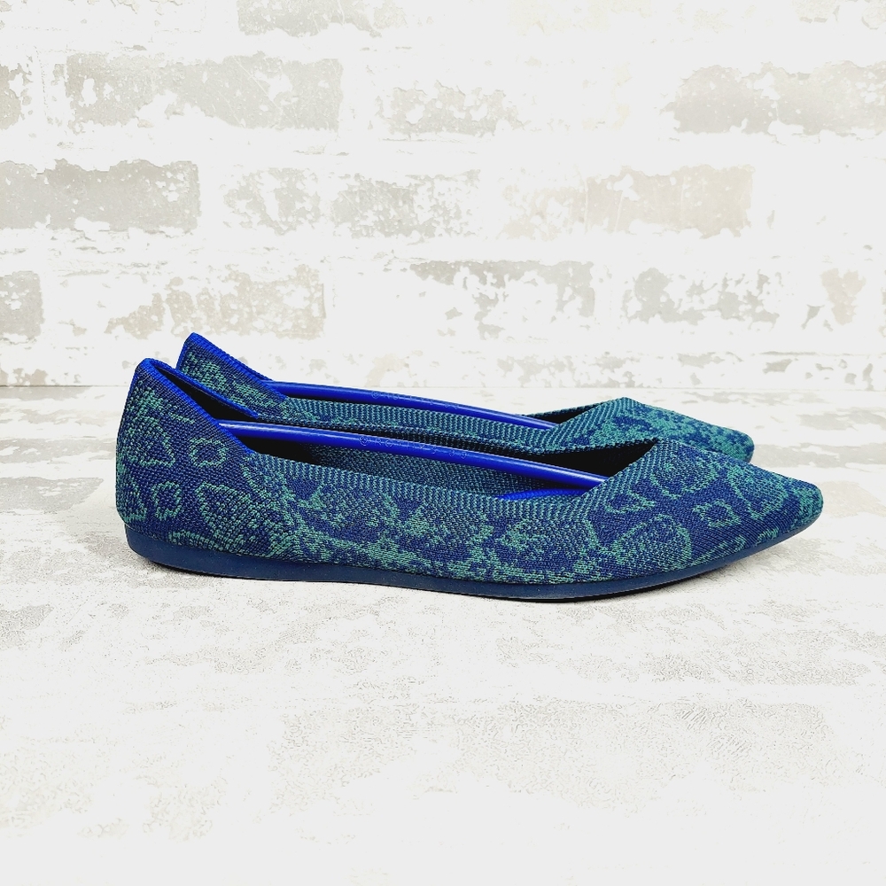New Rothy’s The Point Blue/Green Snake Ballet Flats I708 - Picture 3 of 7